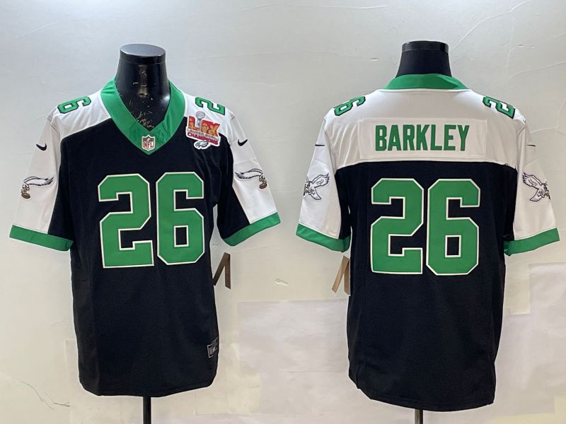 Men 2025 Philadelphia Eagles 26 Barkley Black three generations Nike Limited NFL Jersey style 2